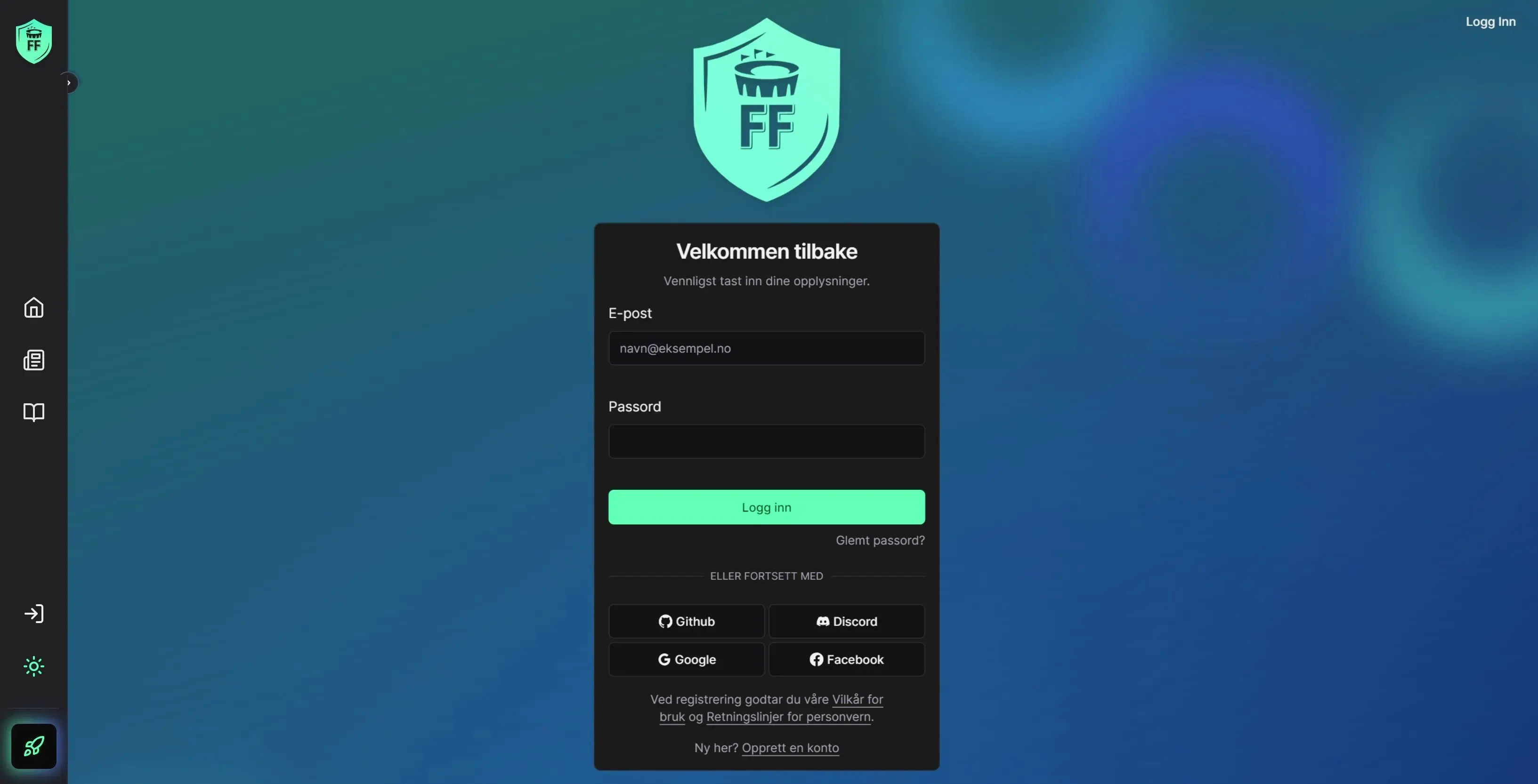 FotballFeber Login Screen